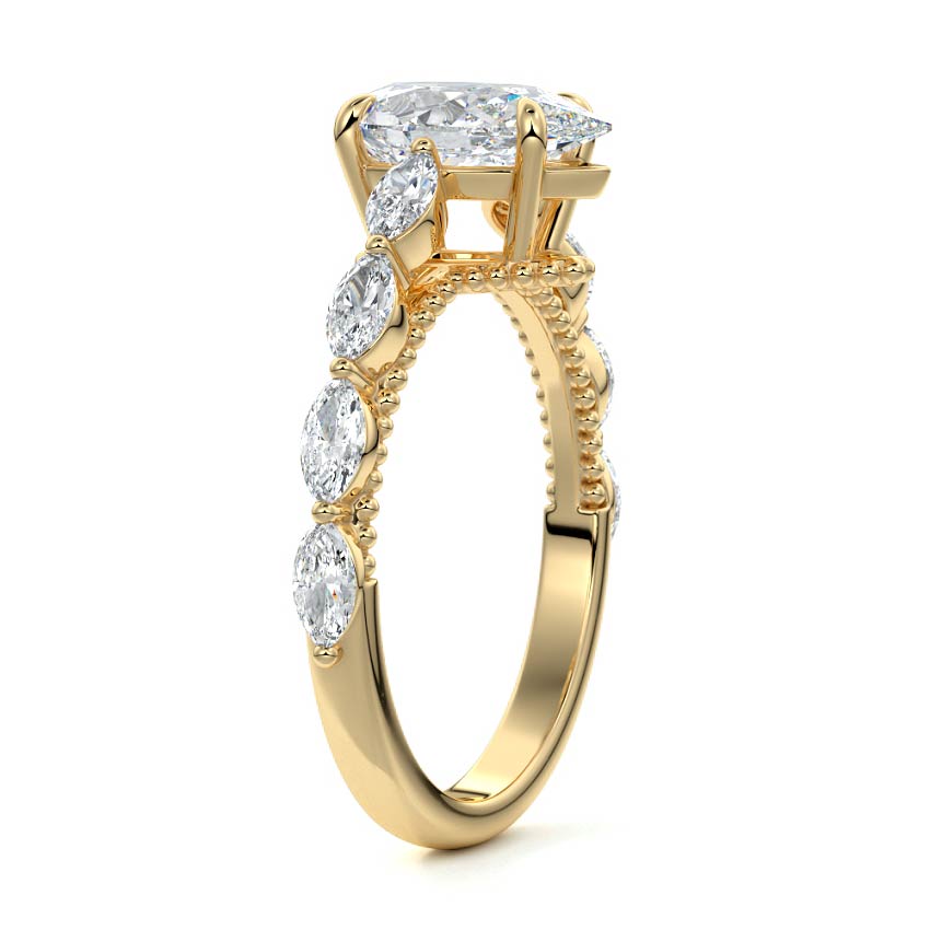 Odelia - Pear Yellow Gold Engagement Ring Side View | Nura Lab