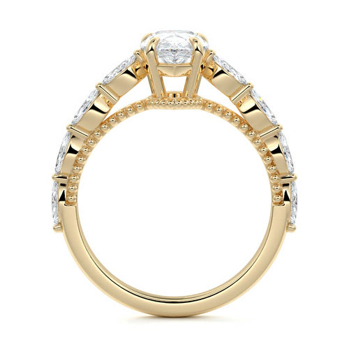 Odelia - Pear Yellow Gold Engagement Ring Profile View | Nura Lab
