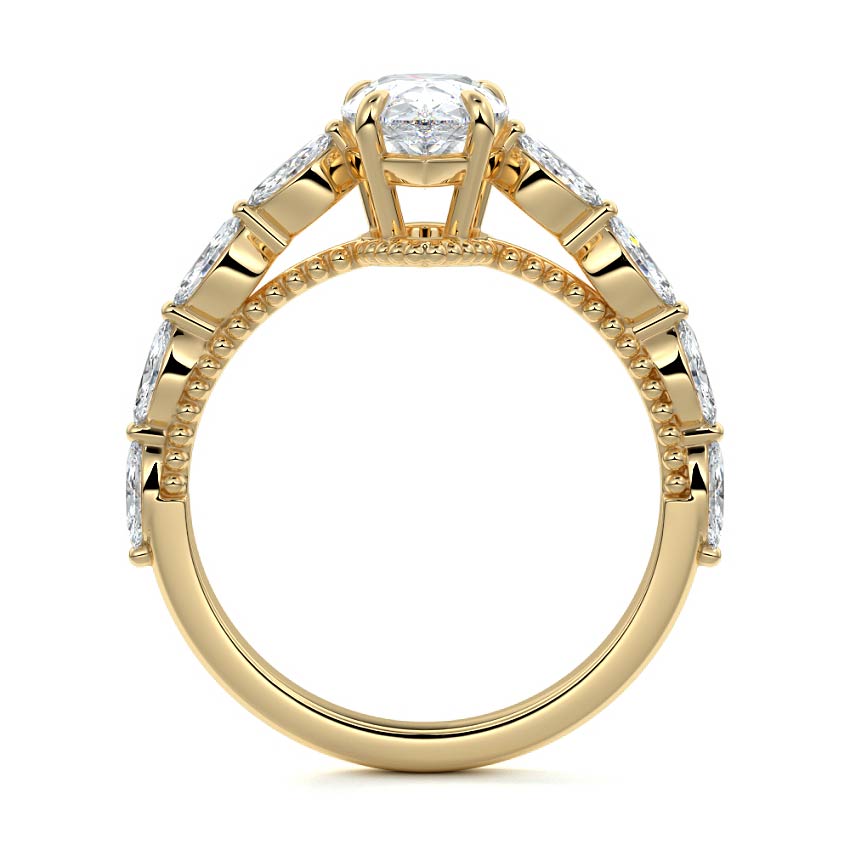 Odelia pear side stone lab grown diamond engagement ring in yellow gold