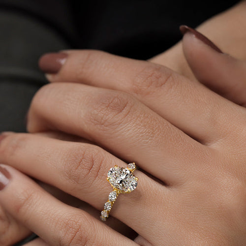 Odelia - Oval Yellow Gold Engagement Ring Angle View | Nura Lab