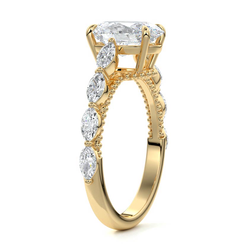 Odelia - Oval Yellow Gold Engagement Ring Side View | Nura Lab