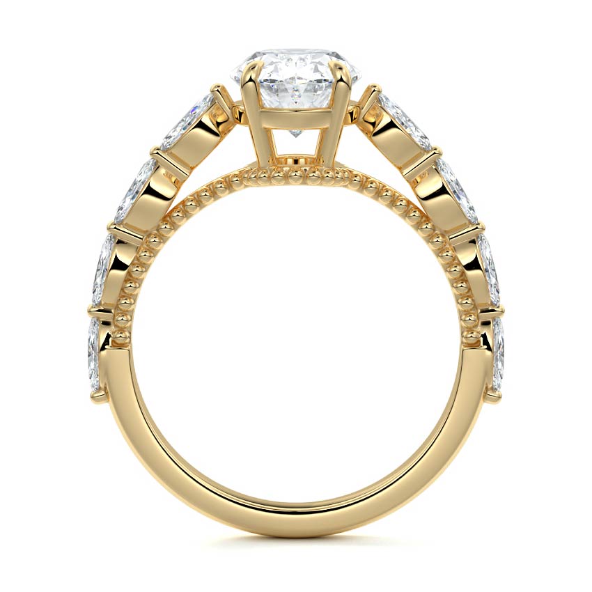 Odelia - Oval Yellow Gold Engagement Ring Profile View | Nura Lab