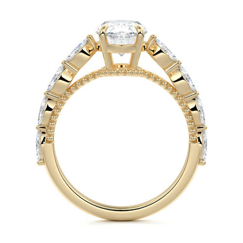 Odelia - Oval Yellow Gold Engagement Ring Profile View | Nura Lab