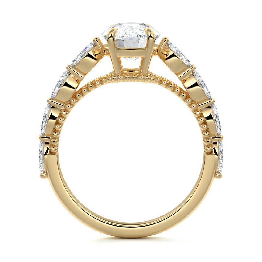Odelia - Cushion Yellow Gold Engagement Ring Profile View | Nura Lab