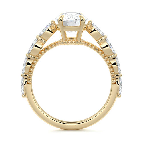 Odelia - Cushion Yellow Gold Engagement Ring Profile View | Nura Lab