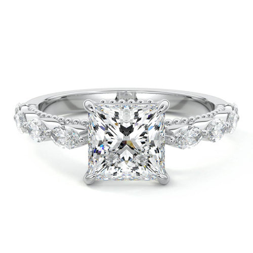 Odelia - Princess White Gold Lab Grown Diamond Engagement Ring | Nura Lab
