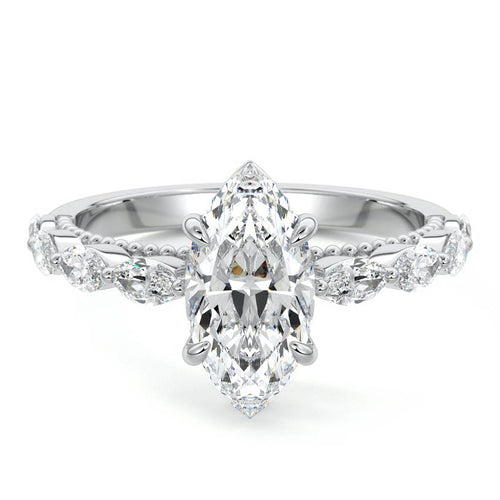 Odelia - Marquise Platinum Lab Grown Diamond Engagement Ring | Nura Lab
