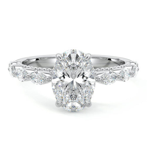 Odelia - Oval Platinum Lab Grown Diamond Engagement Ring | Nura Lab