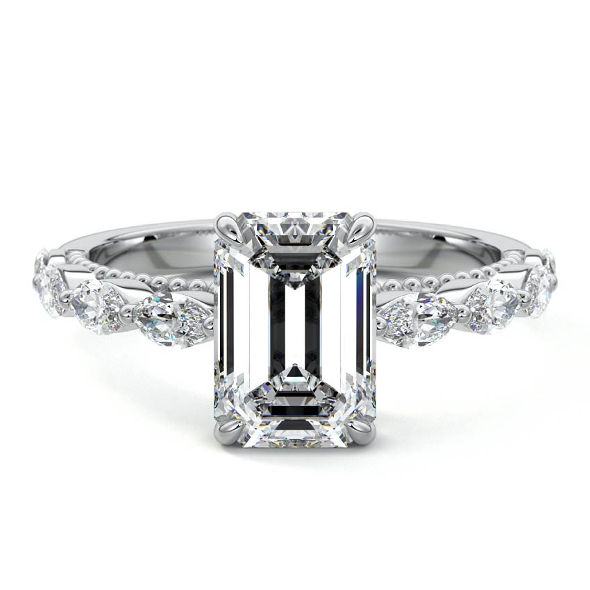 Odelia - Emerald Cut Platinum Lab Grown Diamond Engagement Ring | Nura Lab