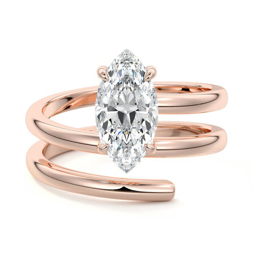 Rosalia - Marquise Rose Gold Lab Grown Diamond Engagement Ring | Nura Lab