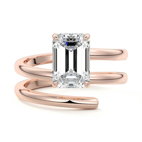 Rosalia - Emerald Cut Rose Gold Lab Grown Diamond Engagement Ring | Nura Lab