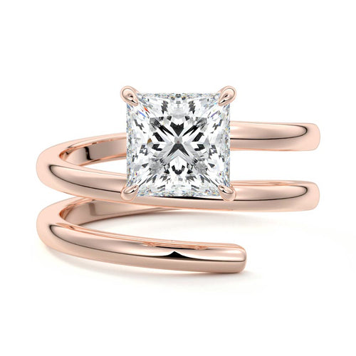 Rosalia - Princess Rose Gold Lab Grown Diamond Engagement Ring | Nura Lab