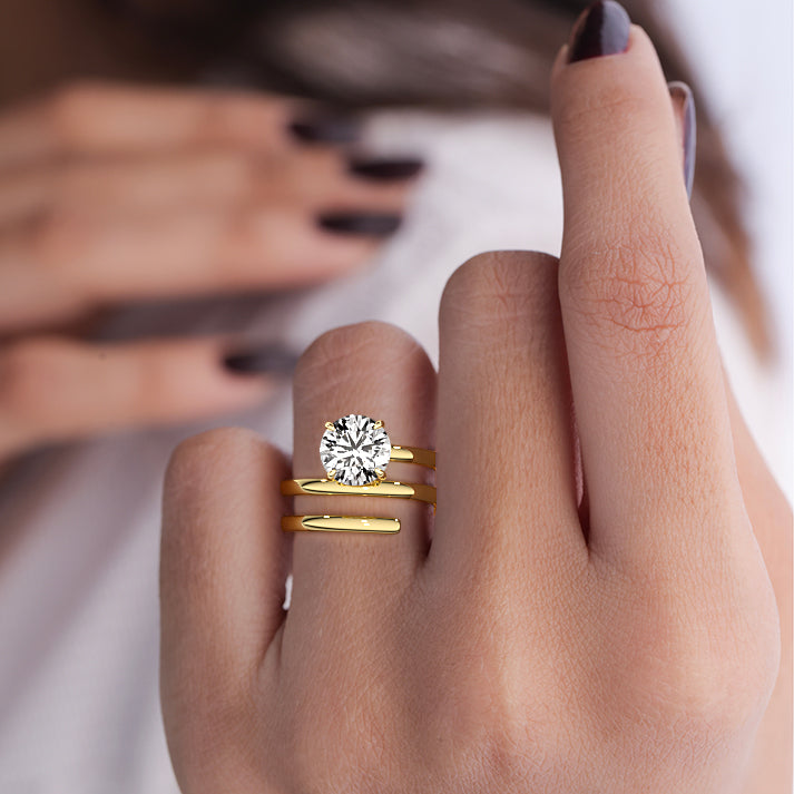 Rosalia - Round Yellow Gold Engagement Ring Angle View | Nura Lab