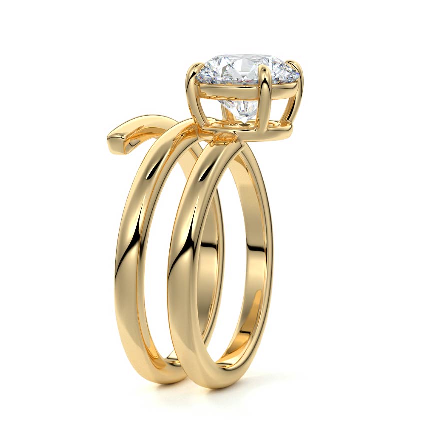 Rosalia - Round Yellow Gold Engagement Ring Side View | Nura Lab