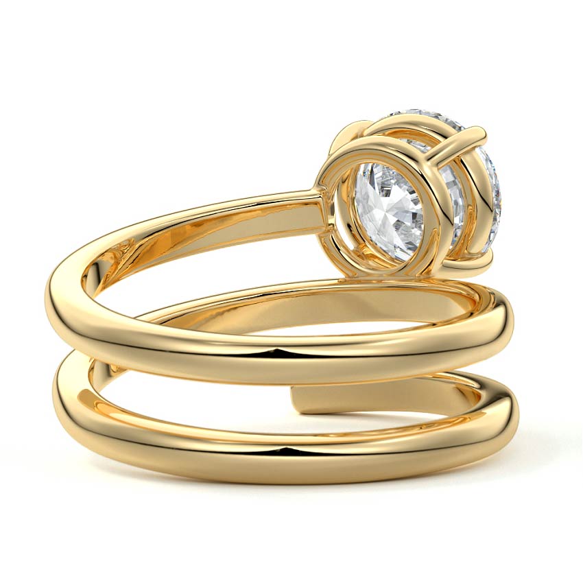 Rosalia - Round Yellow Gold Engagement Ring Profile View | Nura Lab