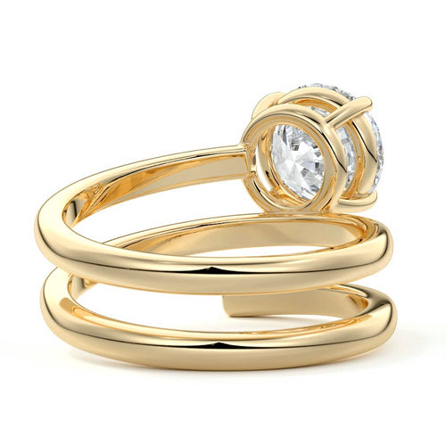 Rosalia - Round Yellow Gold Engagement Ring Profile View | Nura Lab