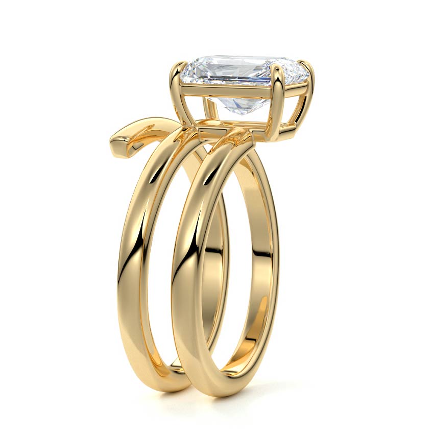 Rosalia - Radiant Yellow Gold Engagement Ring Side View | Nura Lab