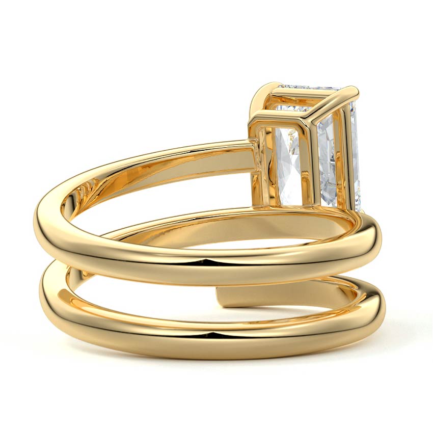 Rosalia - Radiant Yellow Gold Engagement Ring Profile View | Nura Lab