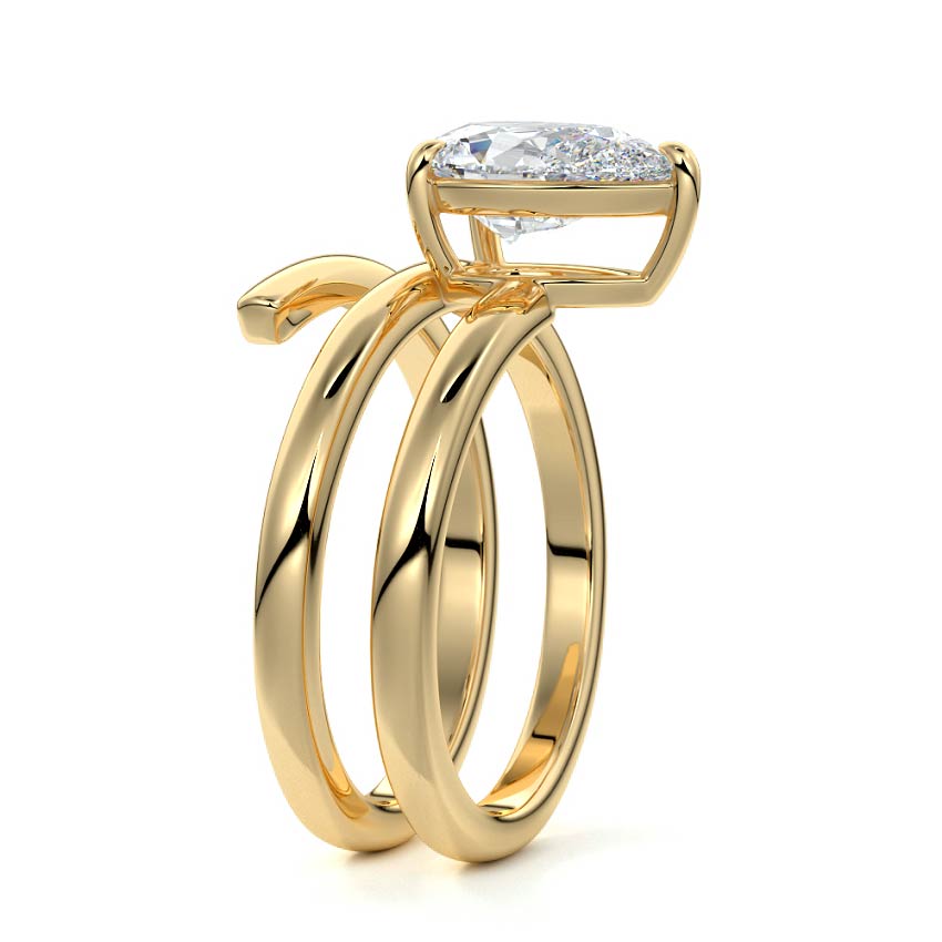 Rosalia - Pear Yellow Gold Engagement Ring Side View | Nura Lab