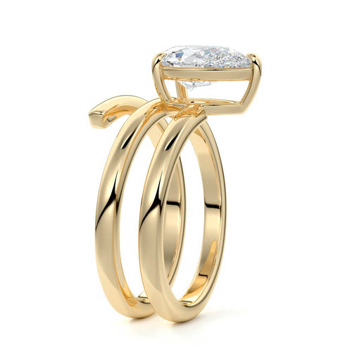 Rosalia - Pear Yellow Gold Engagement Ring Side View | Nura Lab