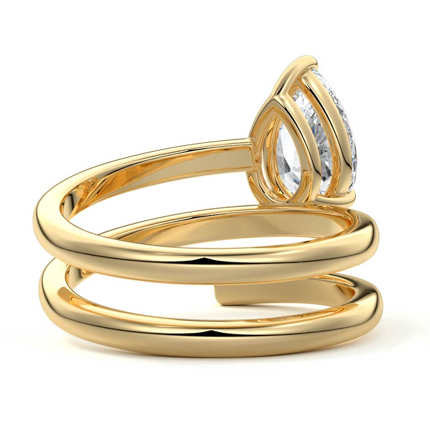 Rosalia - Pear Yellow Gold Engagement Ring Profile View | Nura Lab