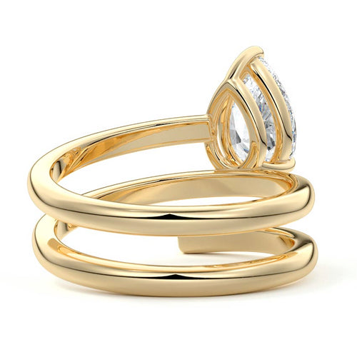 Rosalia - Pear Yellow Gold Engagement Ring Profile View | Nura Lab