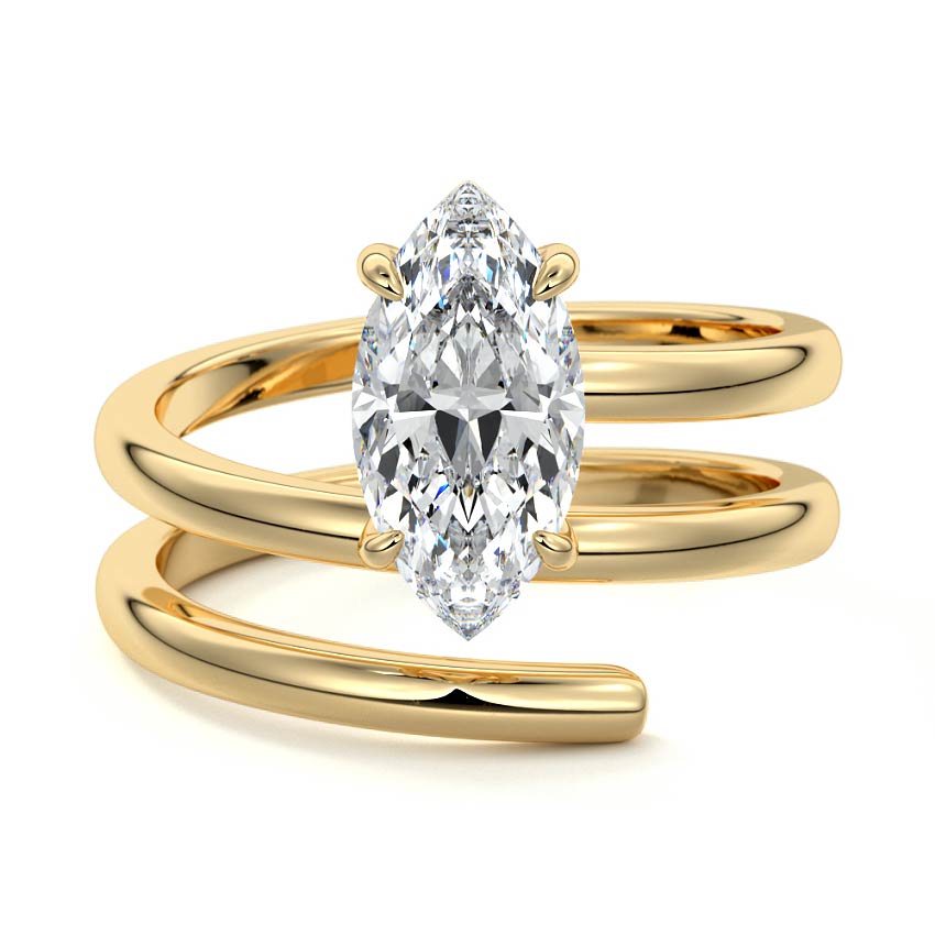 Rosalia marquise bypass solitaire lab grown diamond engagement ring in yellow gold