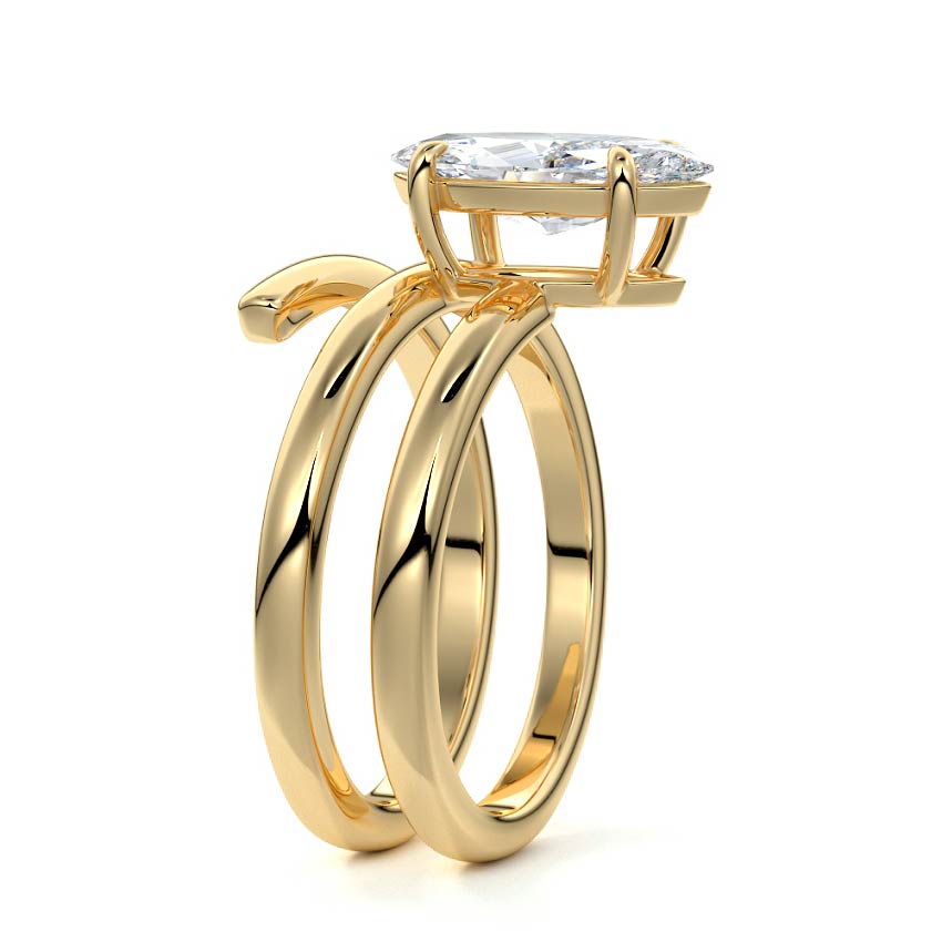 Rosalia - Marquise Yellow Gold Engagement Ring Side View | Nura Lab