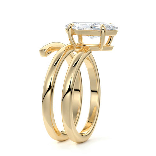 Rosalia - Marquise Yellow Gold Engagement Ring Side View | Nura Lab