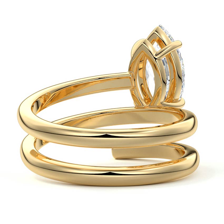Rosalia - Marquise Yellow Gold Engagement Ring Profile View | Nura Lab