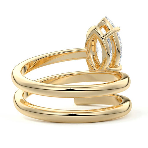 Rosalia - Marquise Yellow Gold Engagement Ring Profile View | Nura Lab