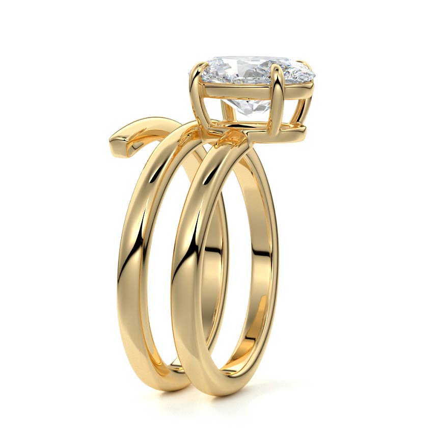 Rosalia - Oval Yellow Gold Engagement Ring Side View | Nura Lab