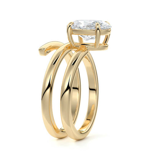 Rosalia - Oval Yellow Gold Engagement Ring Side View | Nura Lab