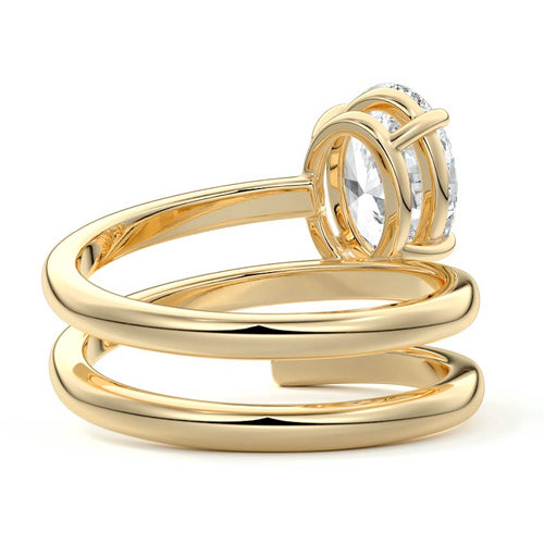 Rosalia - Oval Yellow Gold Engagement Ring Profile View | Nura Lab