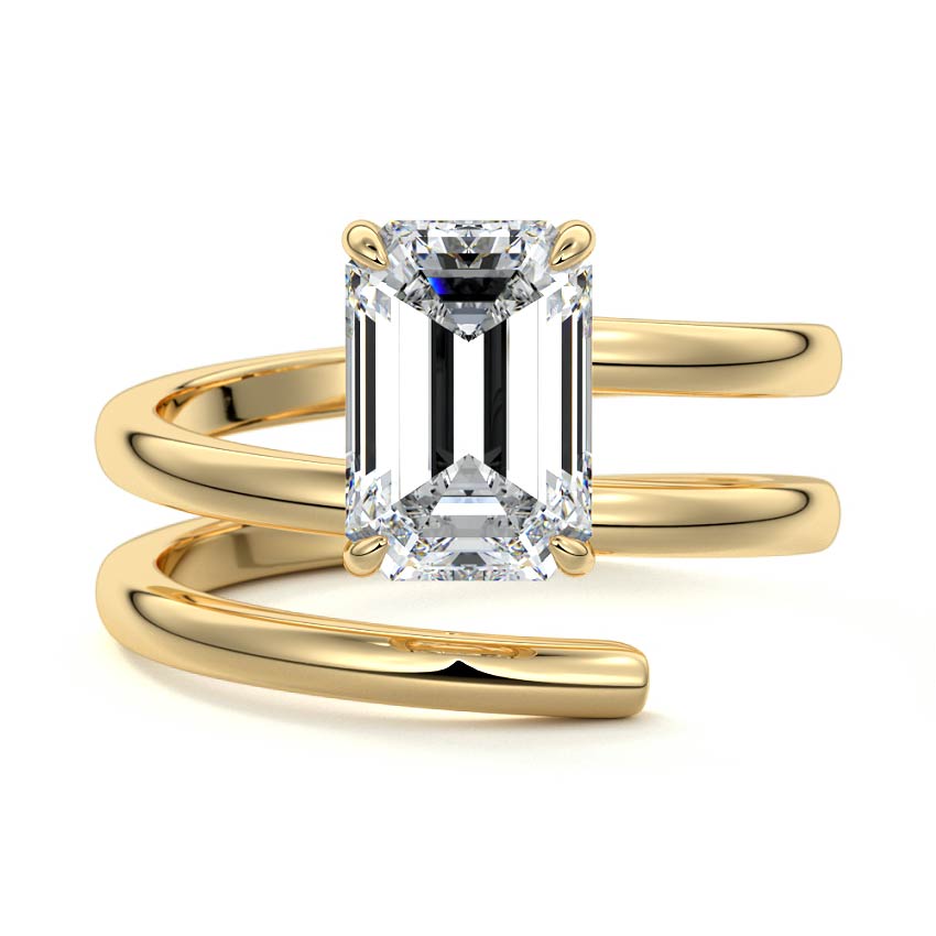 Rosalia - Emerald Cut Yellow Gold Lab Grown Diamond Engagement Ring | Nura Lab