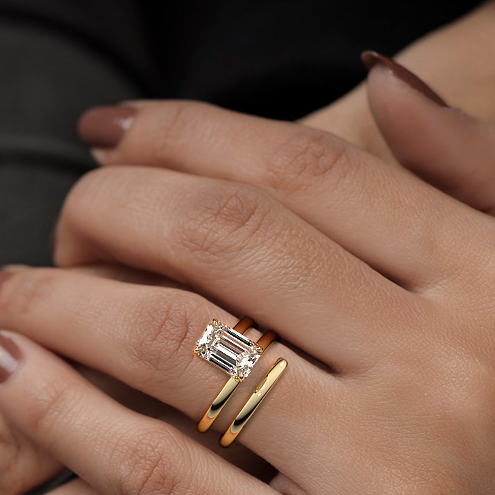 Rosalia - Emerald Cut Yellow Gold Lab Grown Diamond Engagement Ring | Nura Lab