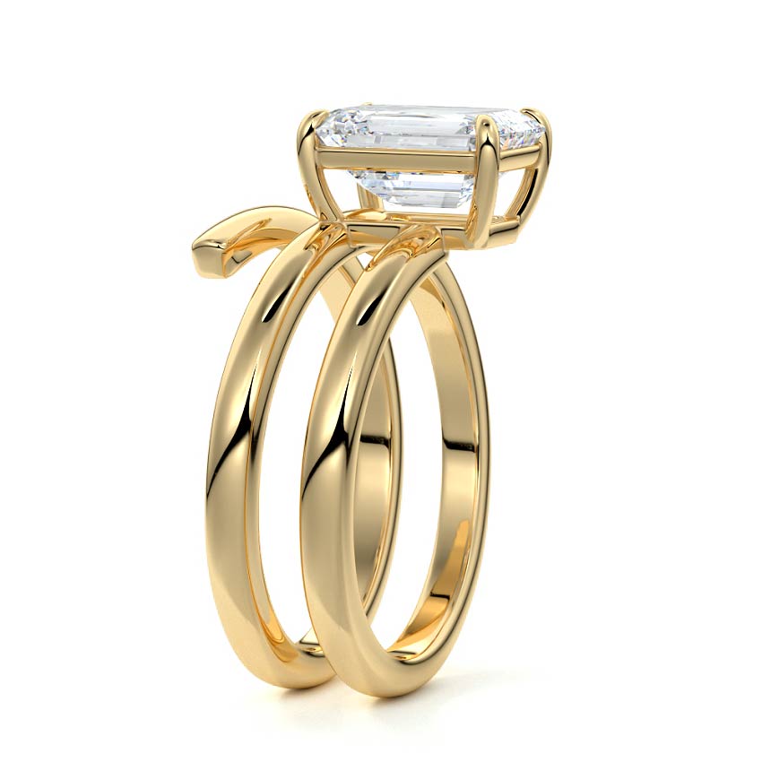 Rosalia - Emerald Cut Yellow Gold Lab Grown Diamond Engagement Ring | Nura Lab