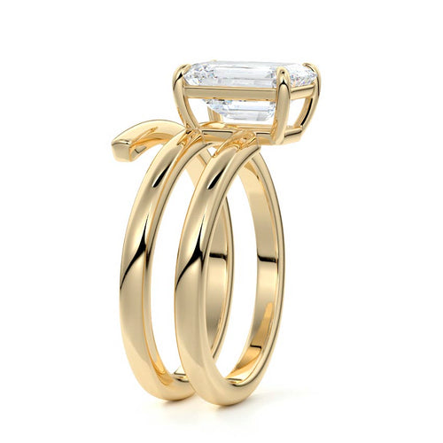 Rosalia - Emerald Cut Yellow Gold Lab Grown Diamond Engagement Ring | Nura Lab
