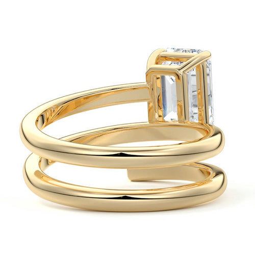 Rosalia - Emerald Cut Yellow Gold Lab Grown Diamond Engagement Ring | Nura Lab