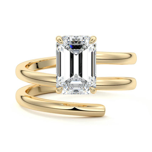 Rosalia - Emerald Cut Yellow Gold Lab Grown Diamond Engagement Ring | Nura Lab