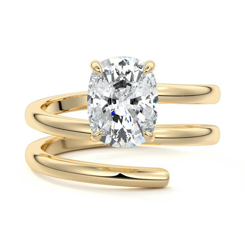 Rosalia - Cushion Yellow Gold Lab Grown Diamond Engagement Ring | Nura Lab