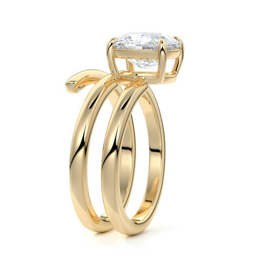 Rosalia - Cushion Yellow Gold Engagement Ring Side View | Nura Lab