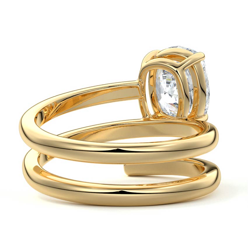 Rosalia - Cushion Yellow Gold Engagement Ring Profile View | Nura Lab