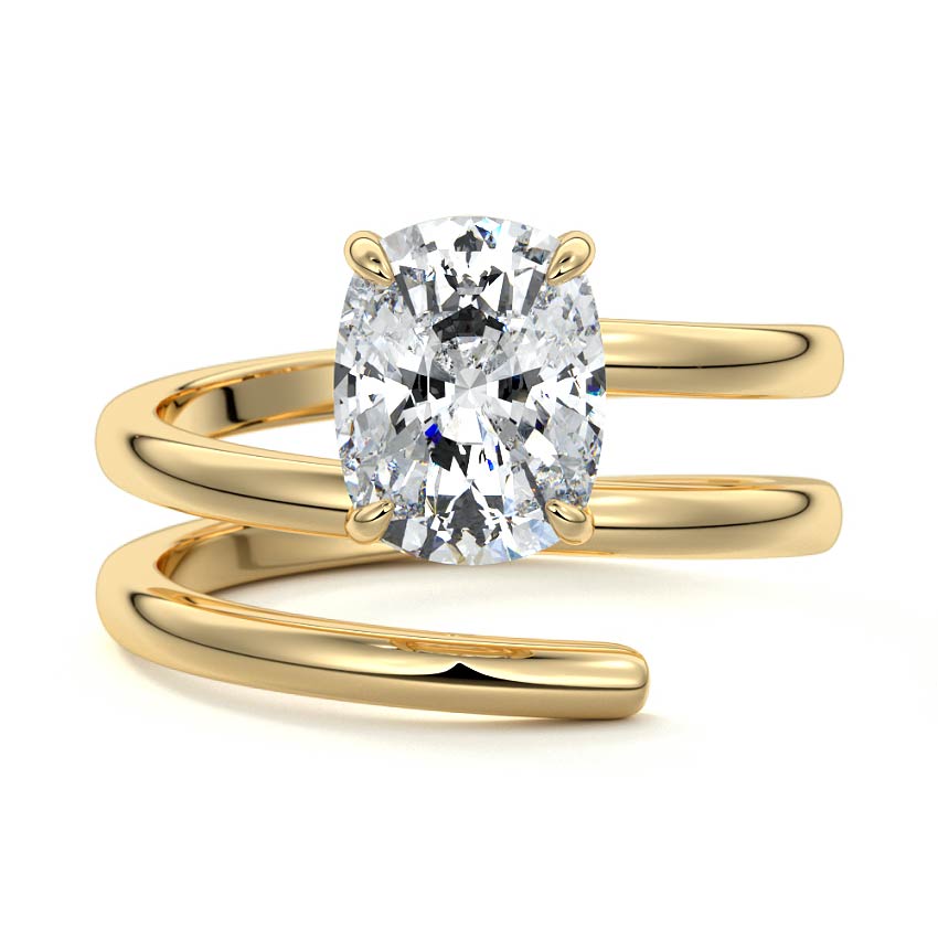 Rosalia - Cushion Yellow Gold Engagement Ring Detail View | Nura Lab