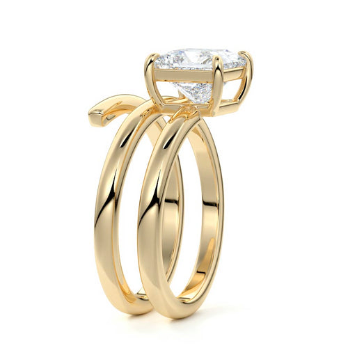 Rosalia - Princess Yellow Gold Engagement Ring Side View | Nura Lab