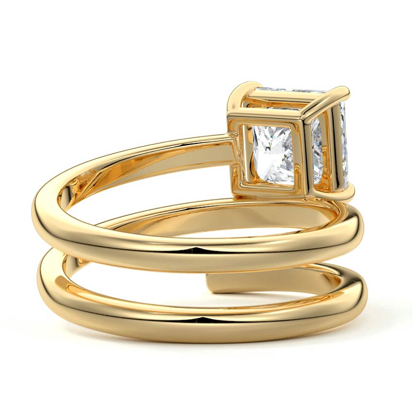 Rosalia - Princess Yellow Gold Engagement Ring Profile View | Nura Lab
