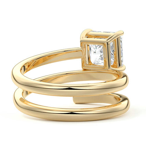 Rosalia - Princess Yellow Gold Engagement Ring Profile View | Nura Lab