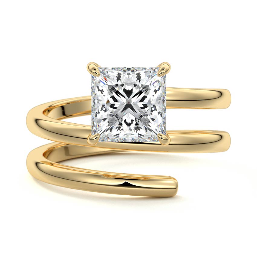Rosalia - Princess Yellow Gold Engagement Ring Detail View | Nura Lab