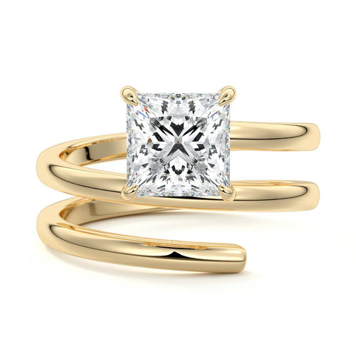 Rosalia - Princess Yellow Gold Engagement Ring Detail View | Nura Lab