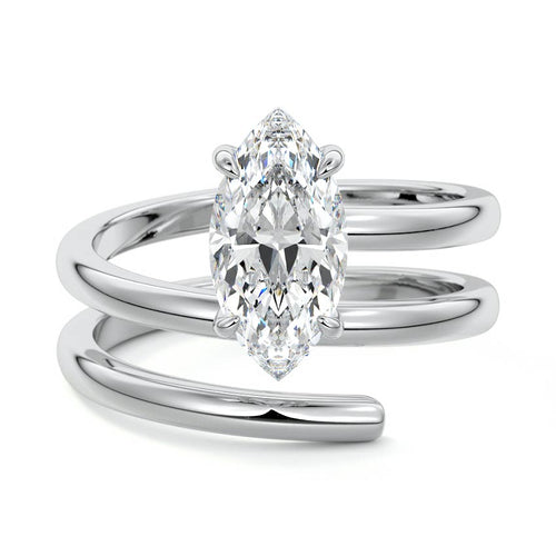 Rosalia - Marquise White Gold Lab Grown Diamond Engagement Ring | Nura Lab